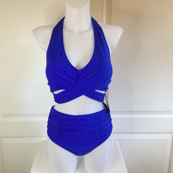 Women’s Tummy Control High Waisted Halter Bikini Set - Picture 4 of 8